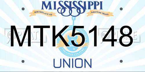 MTK5148 Mississippi License Plate