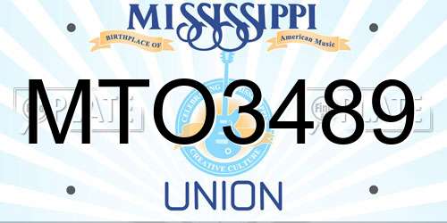 MTO3489 Mississippi License Plate