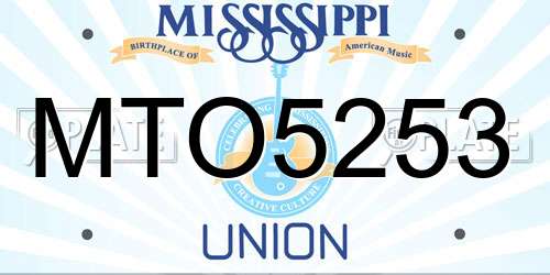 MTO5253 Mississippi License Plate