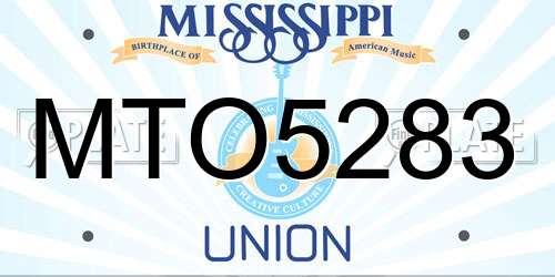 MTO5283 Mississippi License Plate