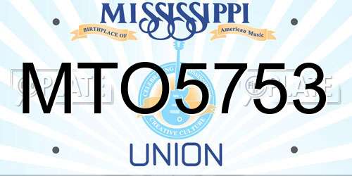 MTO5753 Mississippi License Plate