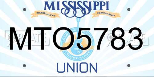 MTO5783 Mississippi License Plate