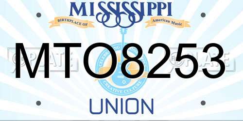 MTO8253 Mississippi License Plate
