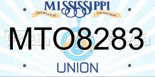 MTO8283 Mississippi License Plate