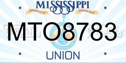 MTO8783 Mississippi License Plate
