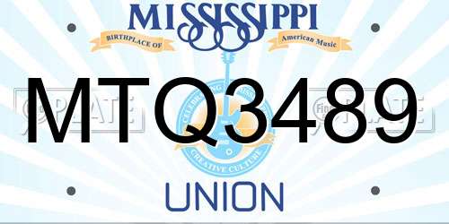 MTQ3489 Mississippi License Plate