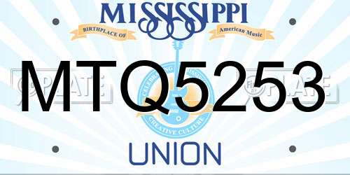 MTQ5253 Mississippi License Plate