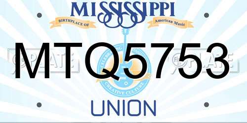 MTQ5753 Mississippi License Plate