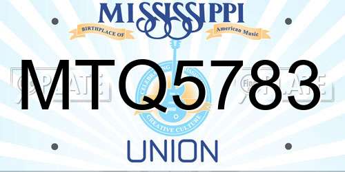 MTQ5783 Mississippi License Plate