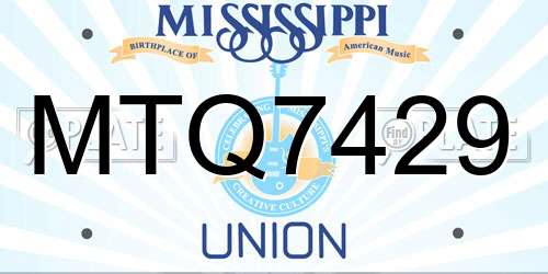 MTQ7429 Mississippi License Plate