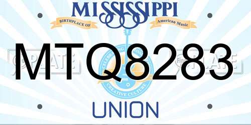 MTQ8283 Mississippi License Plate
