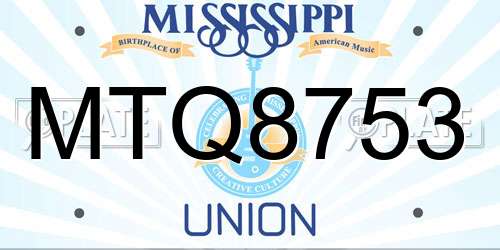 MTQ8753 Mississippi License Plate