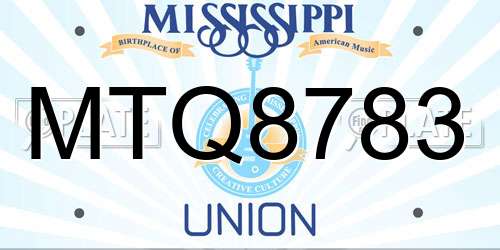 MTQ8783 Mississippi License Plate