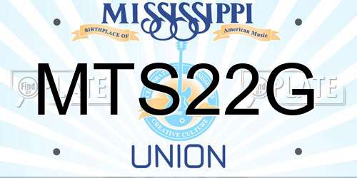 MTS22G Mississippi License Plate