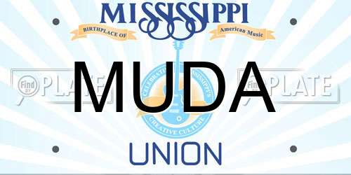 MUDA Mississippi License Plate
