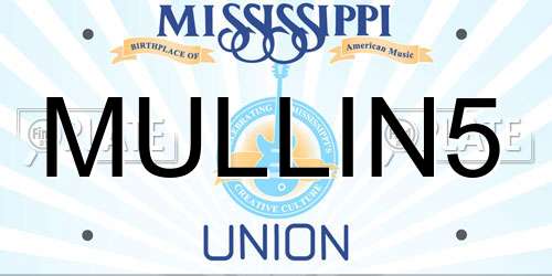 MULLIN5 Mississippi License Plate