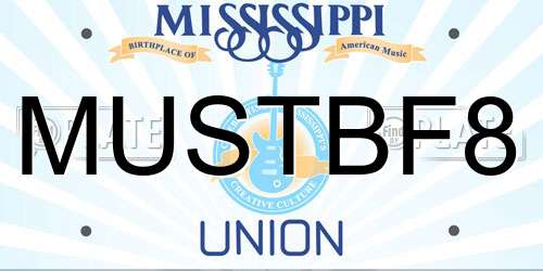 MUSTBF8 Mississippi License Plate