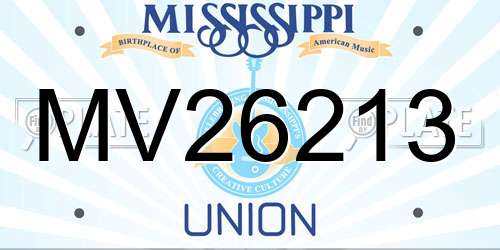 MV26213 Mississippi License Plate