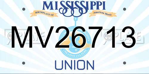 MV26713 Mississippi License Plate
