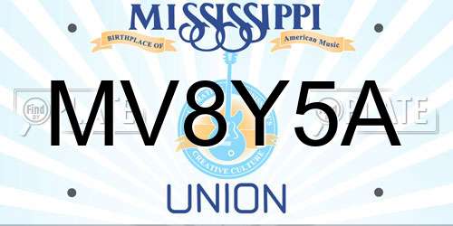 MV8Y5A Mississippi License Plate