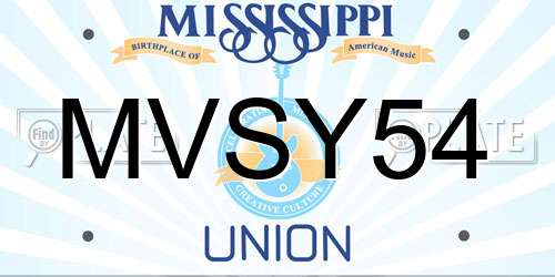 MVSY54 Mississippi License Plate