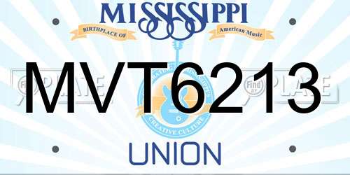 MVT6213 Mississippi License Plate