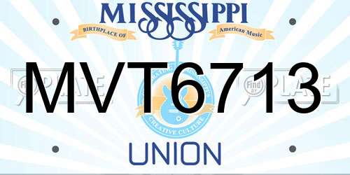 MVT6713 Mississippi License Plate