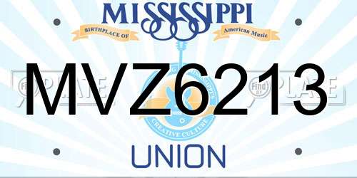 MVZ6213 Mississippi License Plate