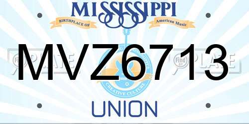 MVZ6713 Mississippi License Plate