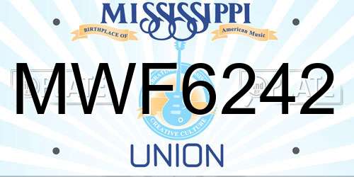 MWF6242 Mississippi License Plate