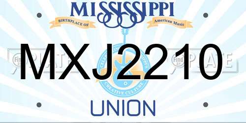 MXJ2210 Mississippi License Plate