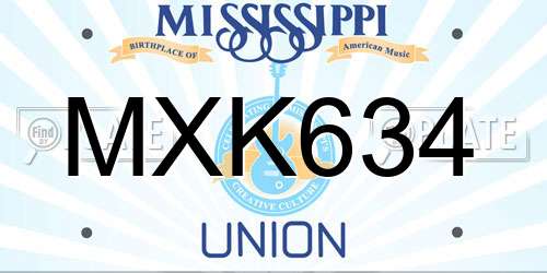 MXK634 Mississippi License Plate