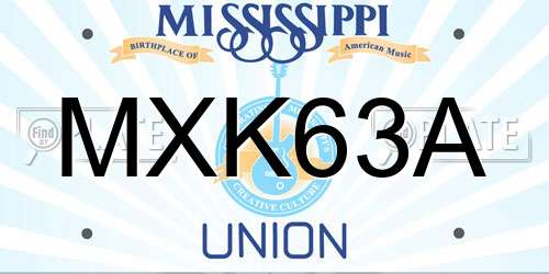 MXK63A Mississippi License Plate