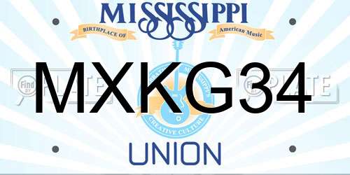 MXKG34 Mississippi License Plate