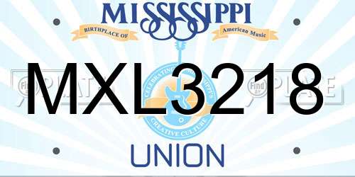 MXL3218 Mississippi License Plate
