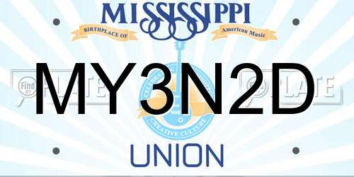 MY3N2D Mississippi License Plate