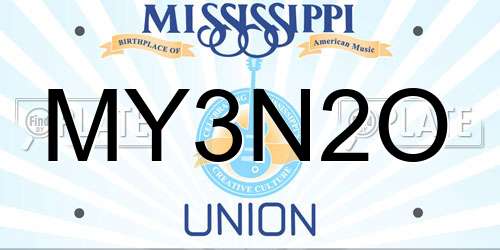 MY3N2O Mississippi License Plate