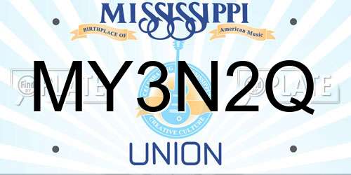MY3N2Q Mississippi License Plate