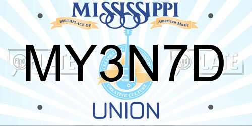 MY3N7D Mississippi License Plate