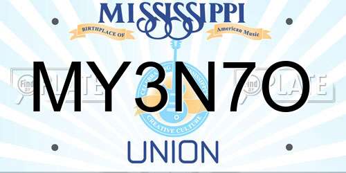 MY3N7O Mississippi License Plate