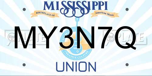 MY3N7Q Mississippi License Plate