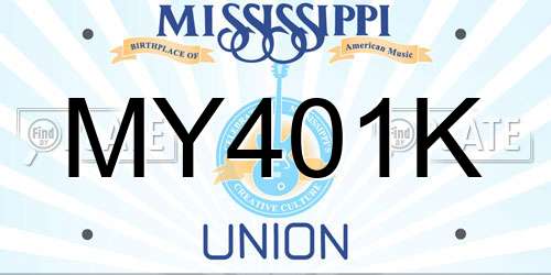 MY401K Mississippi License Plate