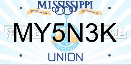 MY5N3K Mississippi License Plate