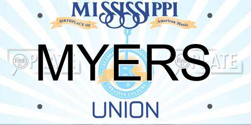 MYERS Mississippi License Plate