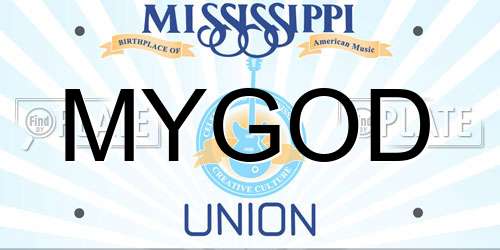 MYGOD Mississippi License Plate
