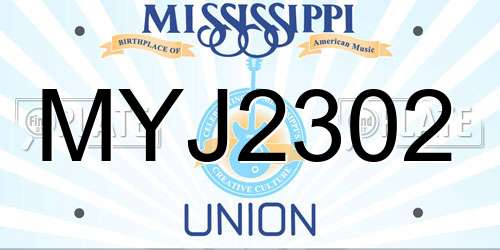 MYJ2302 Mississippi License Plate