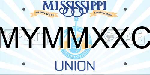 MYMMXXC Mississippi License Plate