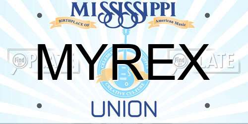 MYREX Mississippi License Plate