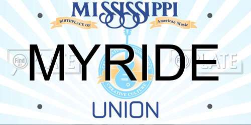 MYRIDE Mississippi License Plate