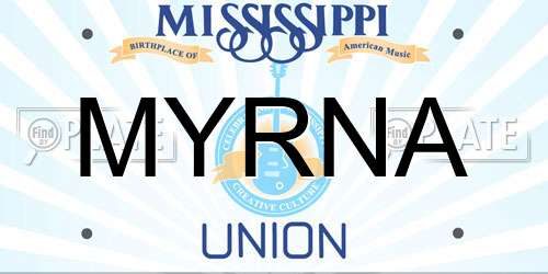 MYRNA Mississippi License Plate